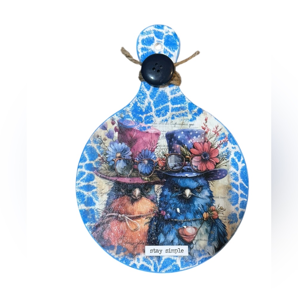Bird & floral decorative mini cutting board handcrafted